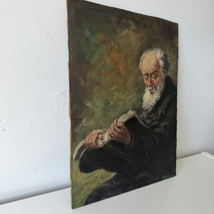 Classic Oil Painting Portrait "Reading Elderly Man" Refined Small Art Holland Art Shop