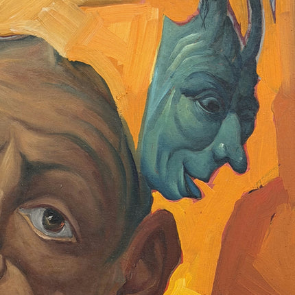 Refined Figurative Oil Painting "Three Heads" Rustic Art Holland Art Shop