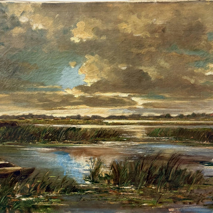Elegant Landscape Oil Painting "Marsh Reeds" Timeless Large Artwork Holland Art Shop