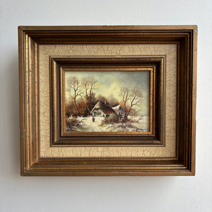 Rustic Winter Landscape Oil Painting "Framed Painting" Elegant Small Artwork Holland Art Shop