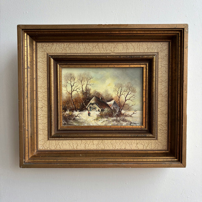 Rustic Winter Landscape Oil Painting "Framed Painting" Elegant Small Artwork Holland Art Shop
