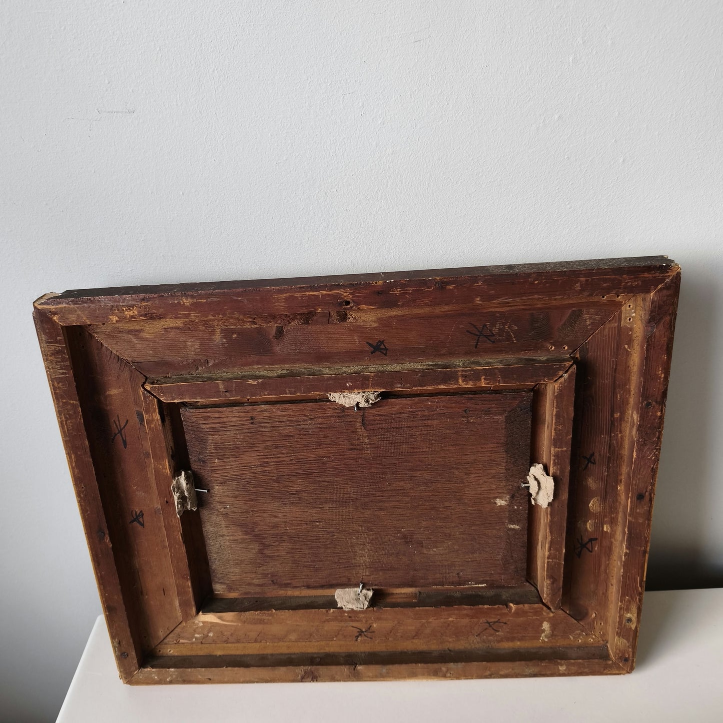 19th Century Lakeside Cottages Church Trees Pathway Clouds Oil Painting Antique