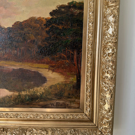19th Century Oil Painting Landscape "Reflective Pond" Medium Art Holland Art Shop