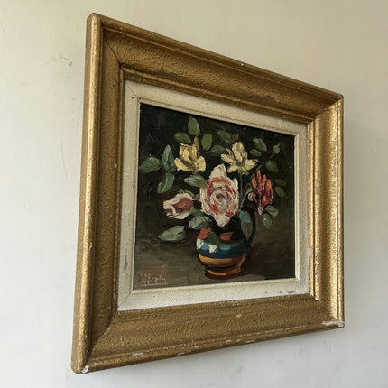 Authentic Floral Still Life Oil Painting "Striped Vase" Classic Small Artwork Holland Art Shop