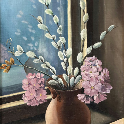 Detailed Floral Still Life Oil Painting "Pussy Willow" Expressive Small Artwork Holland Art Shop