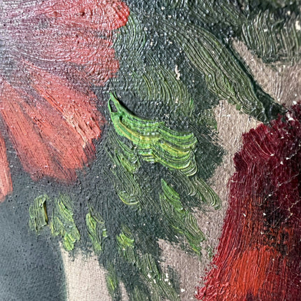 Handcrafted Flowery Still Life Oil Painting "Red Poppies" Rustic Large Artwork Holland Art Shop