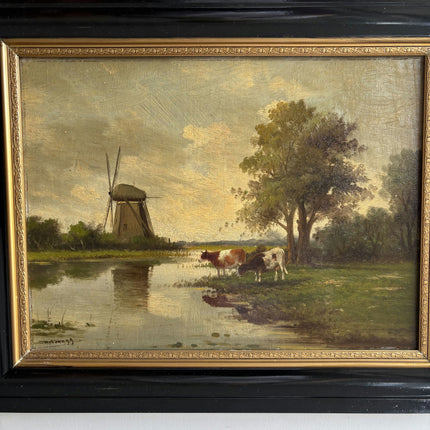 Handcrafted Landscape Oil Painting "Thatched Windmill" Original Art Holland Art Shop