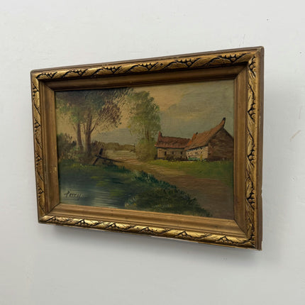 Timeless Landscape Oil Painting "Thatched Cottage" Refined Small Art Holland Art Shop