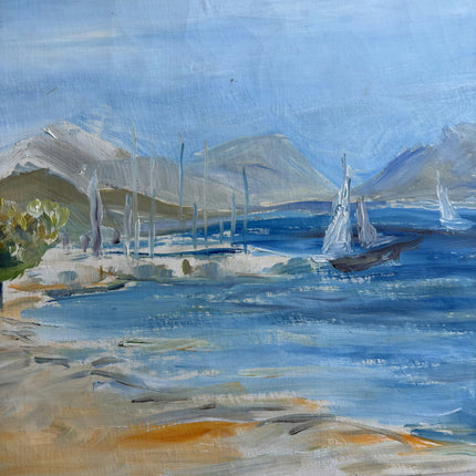 Rustic Seascape Oil Painting "Sailboat Canvas" Expressive Art Holland Art Shop