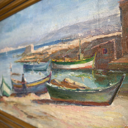 Original Seascape Oil Painting "Colorful Boats" Detailed Art Holland Art Shop