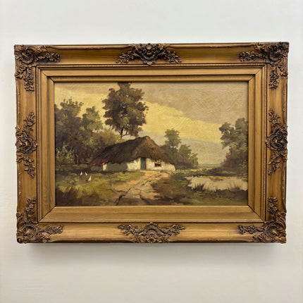 Detailed Landscape Oil Painting "Thatched Cottage" Authentic Large Artwork Holland Art Shop