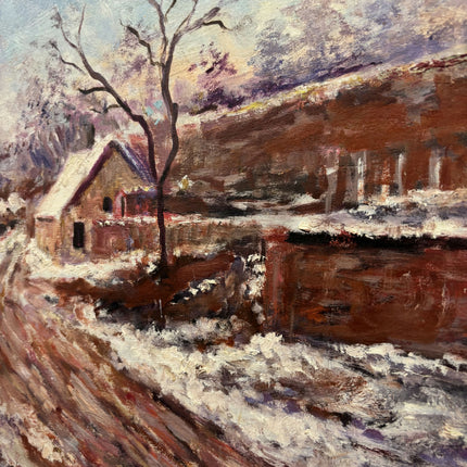 Timeless Winter Landscape Oil Painting "Snowy Cottage" Detailed Artwork Holland Art Shop