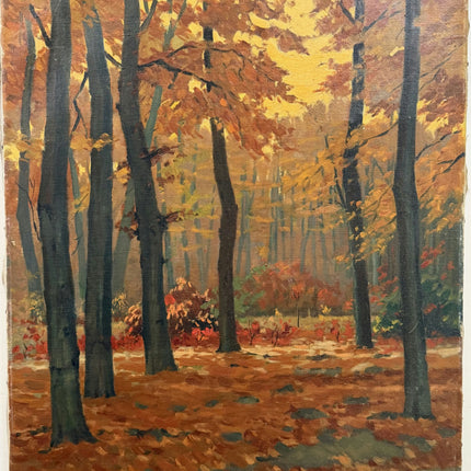 Refined Landscape Oil Painting "Red Flowers" Vintage Art Holland Art Shop