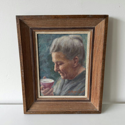 Rustic Portrait Oil Painting "Elderly Woman" Expressive Small Artwork Holland Art Shop