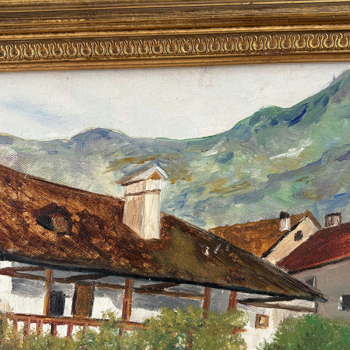 Classic Oil Painting Cityscape "Grazing Geese" Traditional Large Art