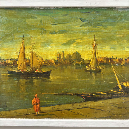 Timeless Harbor Scene Oil Painting "Sailing Boat" Rustic Small Art Holland Art Shop