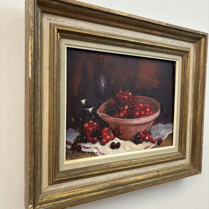 Traditional Still Life Oil Painting "Bowl Cherries" Vintage Art Holland Art Shop