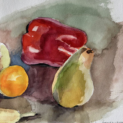 Timeless Still Life Aquarel "Red Pepper" Original Artwork Holland Art Shop