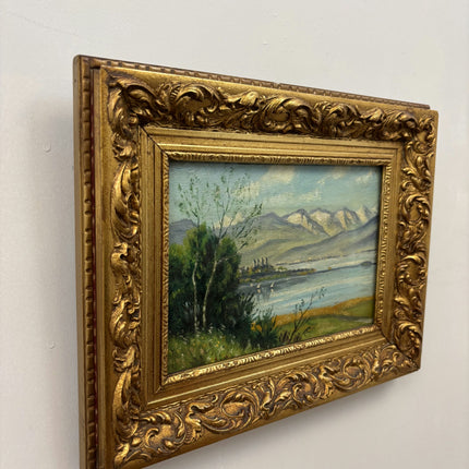Rustic Landscape Oil Painting "Gilded Frame" Expressive Small Artwork Holland Art Shop