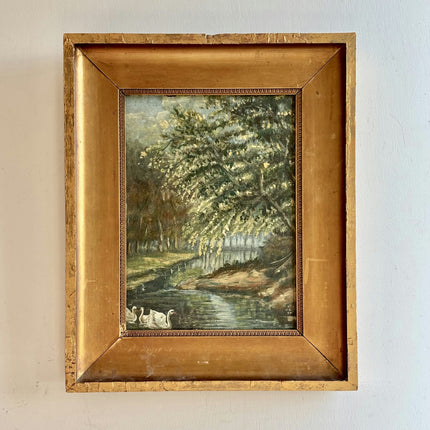 Authentic Landscape Oil Painting "Three Swans" Original Artwork Holland Art Shop