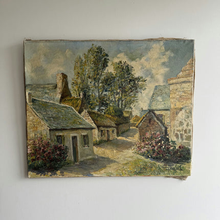Rustic Cityscape Oil Painting "Village Houses" Authentic Artwork Holland Art Shop