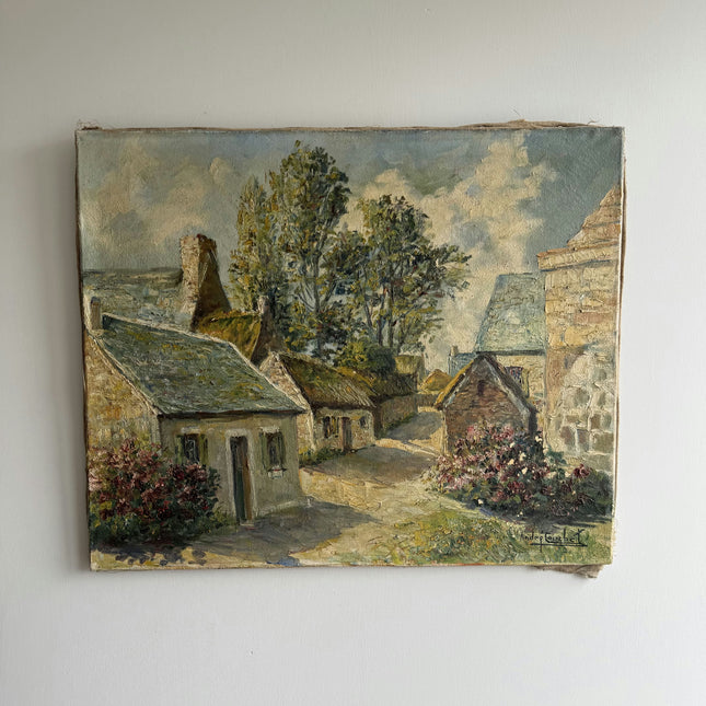 Rustic Cityscape Oil Painting "Village Houses" Authentic Artwork Holland Art Shop