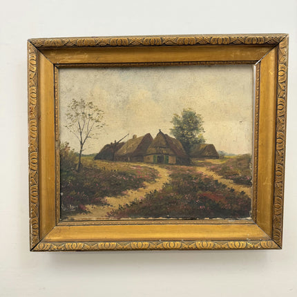 Vintage Farm Oil Painting "Thatched Cottage" Traditional Artwork Holland Art Shop