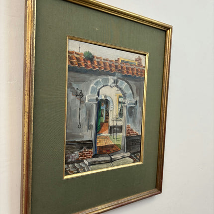 Detailed Cityscape Oil Painting "Arched Doorway" Authentic Artwork Holland Art Shop