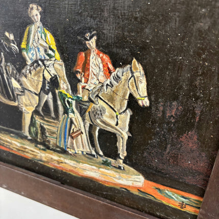 Refined Figurative Oil Painting "Mounted Figurines" Rustic Small Artwork Holland Art Shop