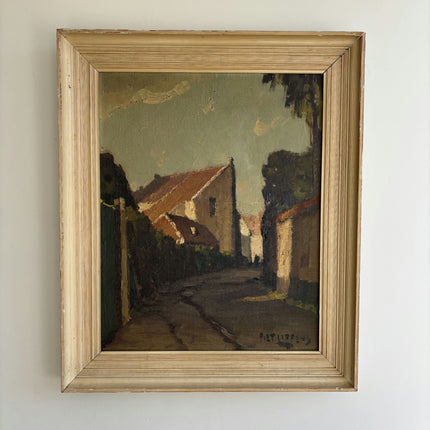 Piet Lippens Traditional Cityscape Oil Painting "Village House" Rustic Artwork Holland Art Shop