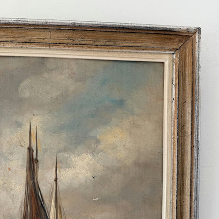 Remarkable Oil Painting Seascape "Sailing Vessels" Striking Small Artwork Holland Art Shop