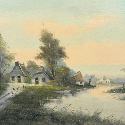 Vintage Landscape Oil Painting "Thatched Cottage" Classic Large Artwork Holland Art Shop