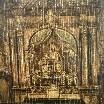 1938 Church Interior Oil Painting "Gilded Frame" Belgian Art Holland Art Shop