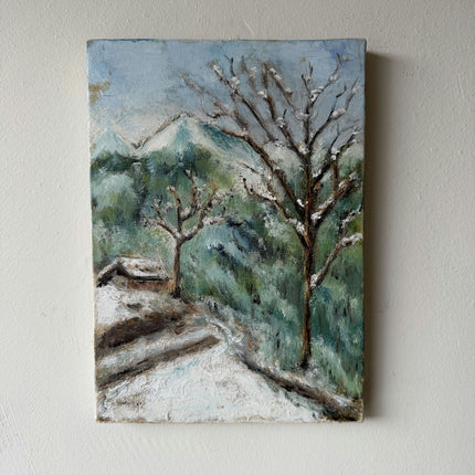 Classic Winter Landscape Oil Painting "Snowy Tree" Original Small Art Holland Art Shop