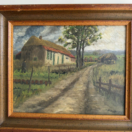 Original Farm Oil Painting "Thatched Cottage" Expressive Small Artwork Holland Art Shop