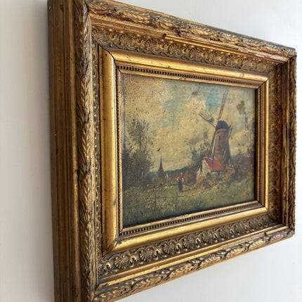 Refined Landscape Oil Painting "Gilded Frame" Vintage Small Art Holland Art Shop