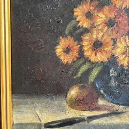 Elegant Floral Still Life Oil Painting "Sunflower Bouquet" Vintage Artwork Holland Art Shop