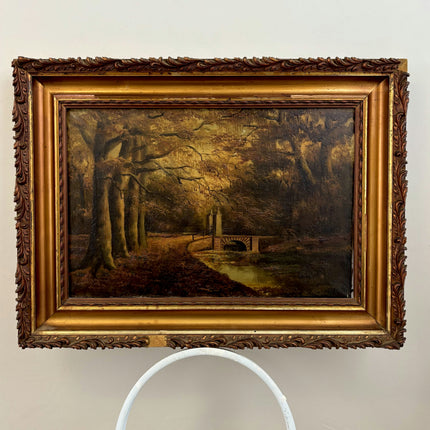 Authentic Landscape Oil Painting "Arched Bridge" Expressive Large Art Holland Art Shop