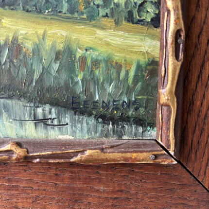 Ca. 1910 Cityscape Oil Painting "Riverside Church" Elegant Artwork Holland Art Shop