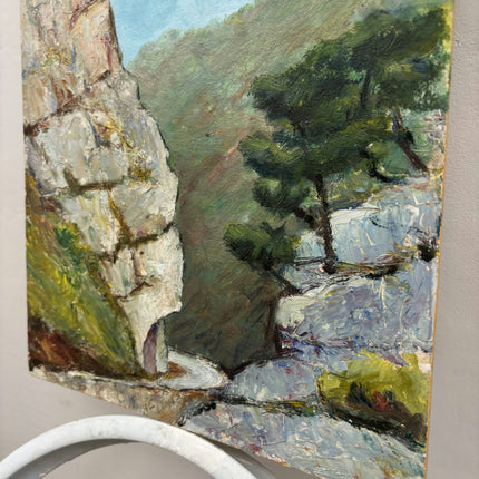 Classic Seascape Oil Painting "Rock Cliff" Rustic Small Artwork Holland Art Shop