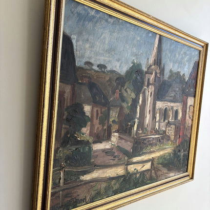 Refined Cityscape Oil Painting "Stone Church" Traditional Art Holland Art Shop