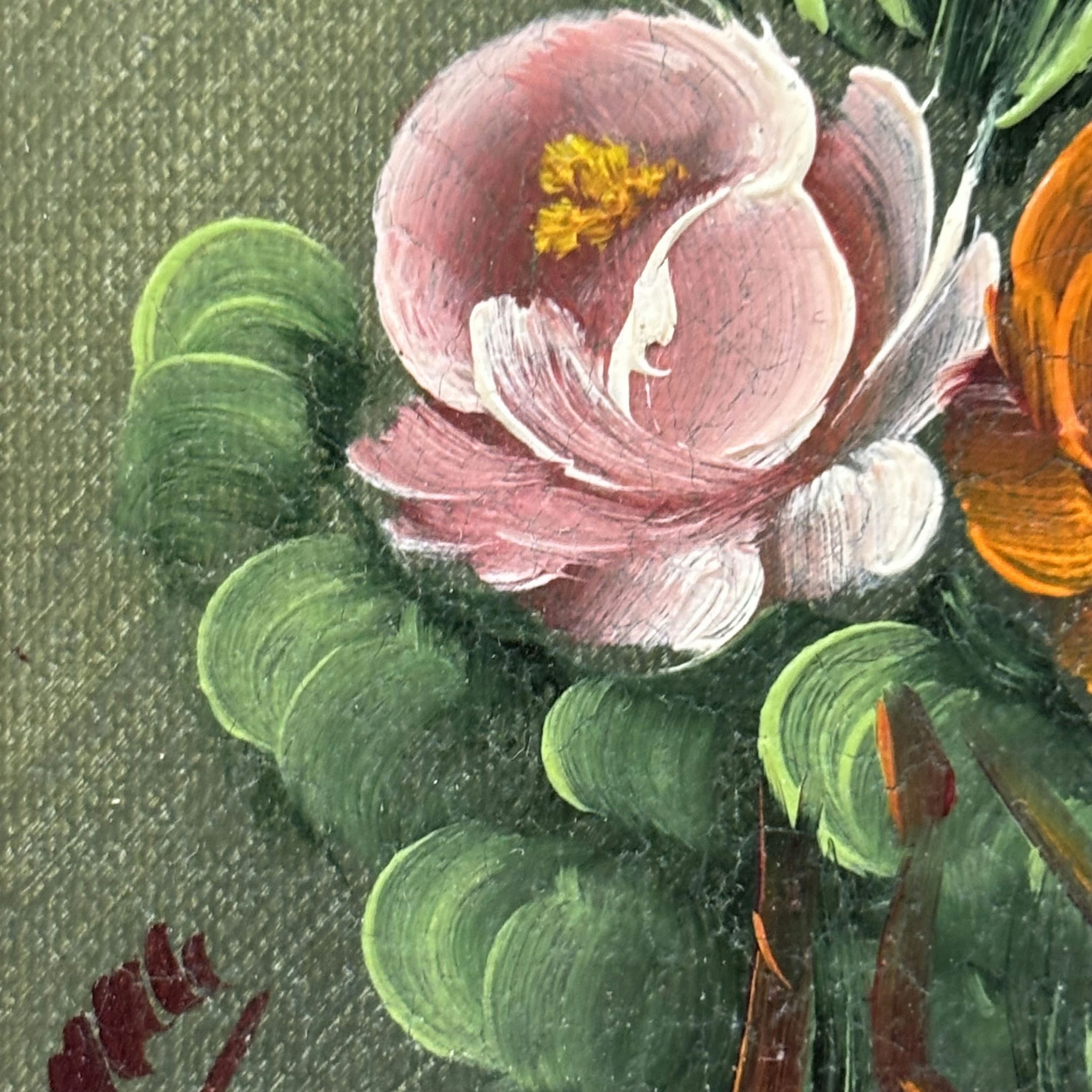 Expressive Flowery Still Life Oil Painting 