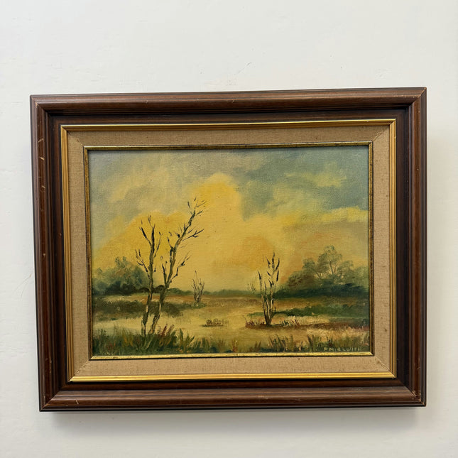 Authentic Landscape Oil Painting "Solitary Trees" Vintage Art Holland Art Shop