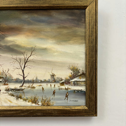 Authentic Winter Landscape Oil Painting "Leafless Tree" Elegant Small Art Holland Art Shop