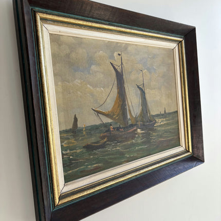 Refined Seascape Oil Painting "Sailing Boat" Rustic Art Holland Art Shop