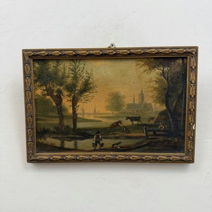 19th Century Antique Landscape Oil Painting "Framed Painting" Small Art Holland Art Shop