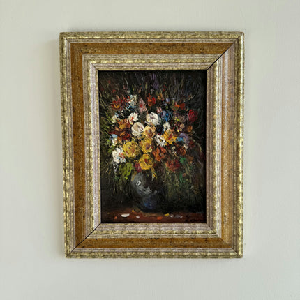 Elegant Floral Still Life Oil Painting "Flower Bouquet" Vintage Small Art Holland Art Shop