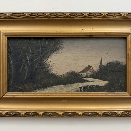 Vintage Landscape Oil Painting "Gilded Frame" Handcrafted Small Artwork Holland Art Shop