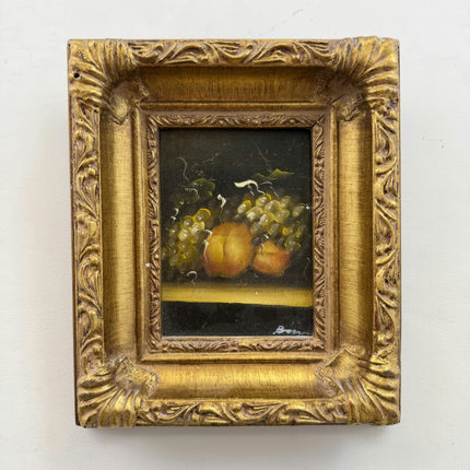 Handcrafted Still Life Oil Painting "Grapes Cluster" Timeless Small Artwork Holland Art Shop