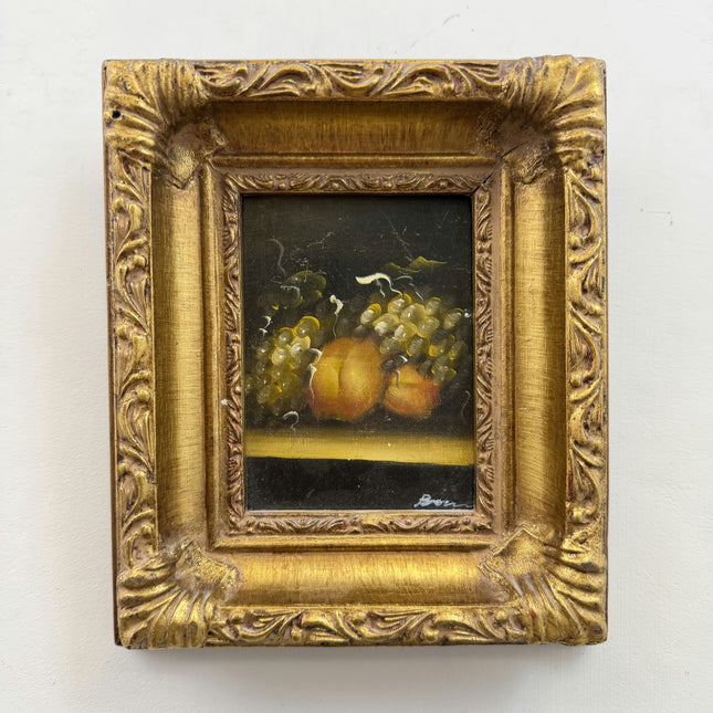 Handcrafted Still Life Oil Painting "Grapes Cluster" Timeless Small Artwork Holland Art Shop
